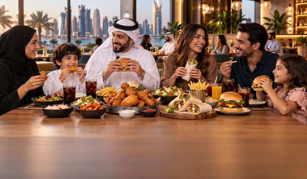 Family dining experience in a modern Doha restaurant