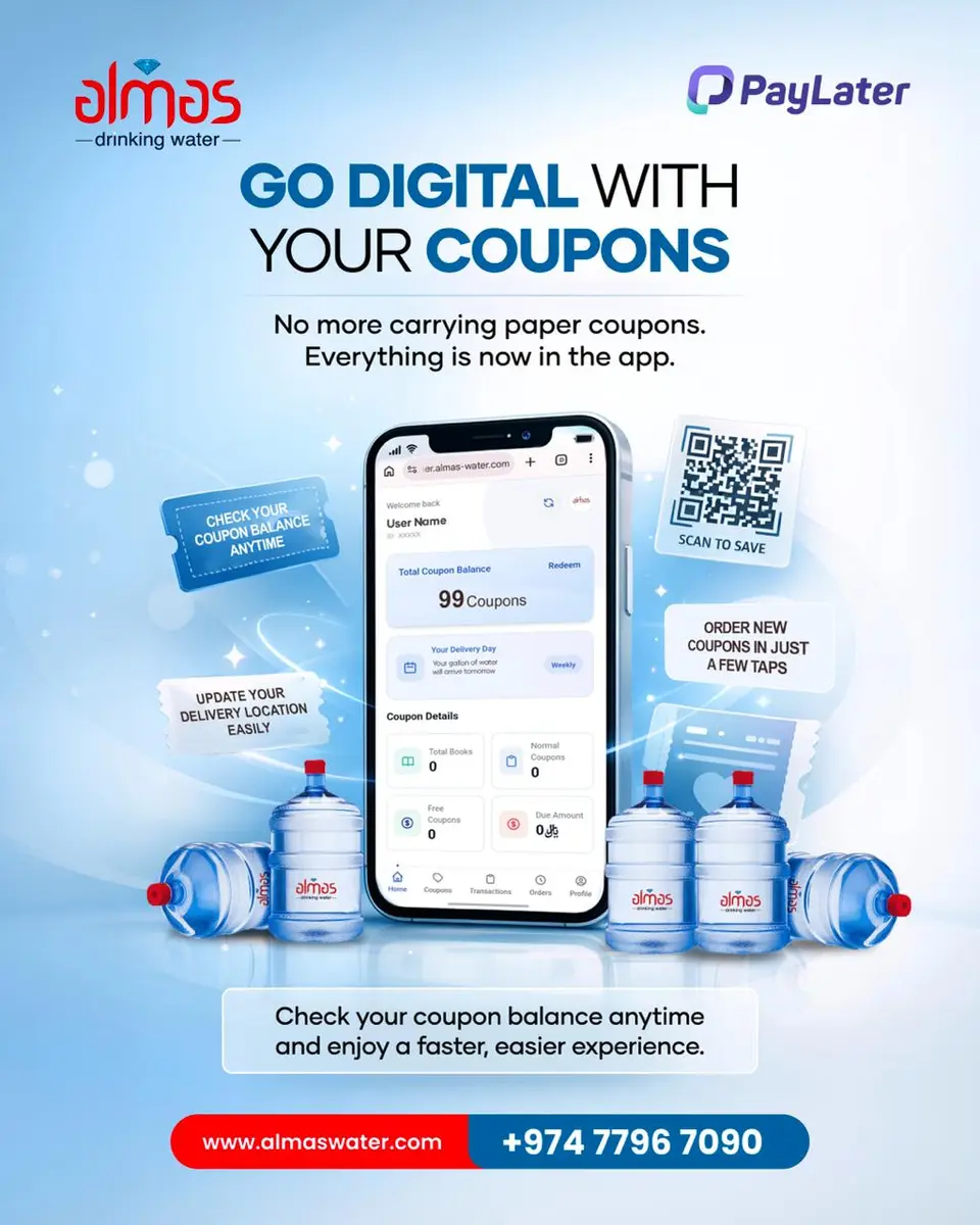 Managing your water coupons is now easier and more convenient. Track your coupon balance anytime, order new coupons when needed, update your location 