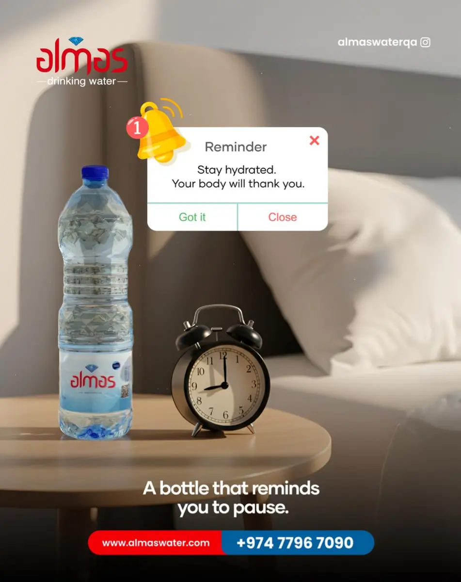 Take a moment for yourself. Almas brings a simple reminder to slow down, refresh, and keep your day balanced.

#AlmasQatar #StayHydrated #MindfulMomen
