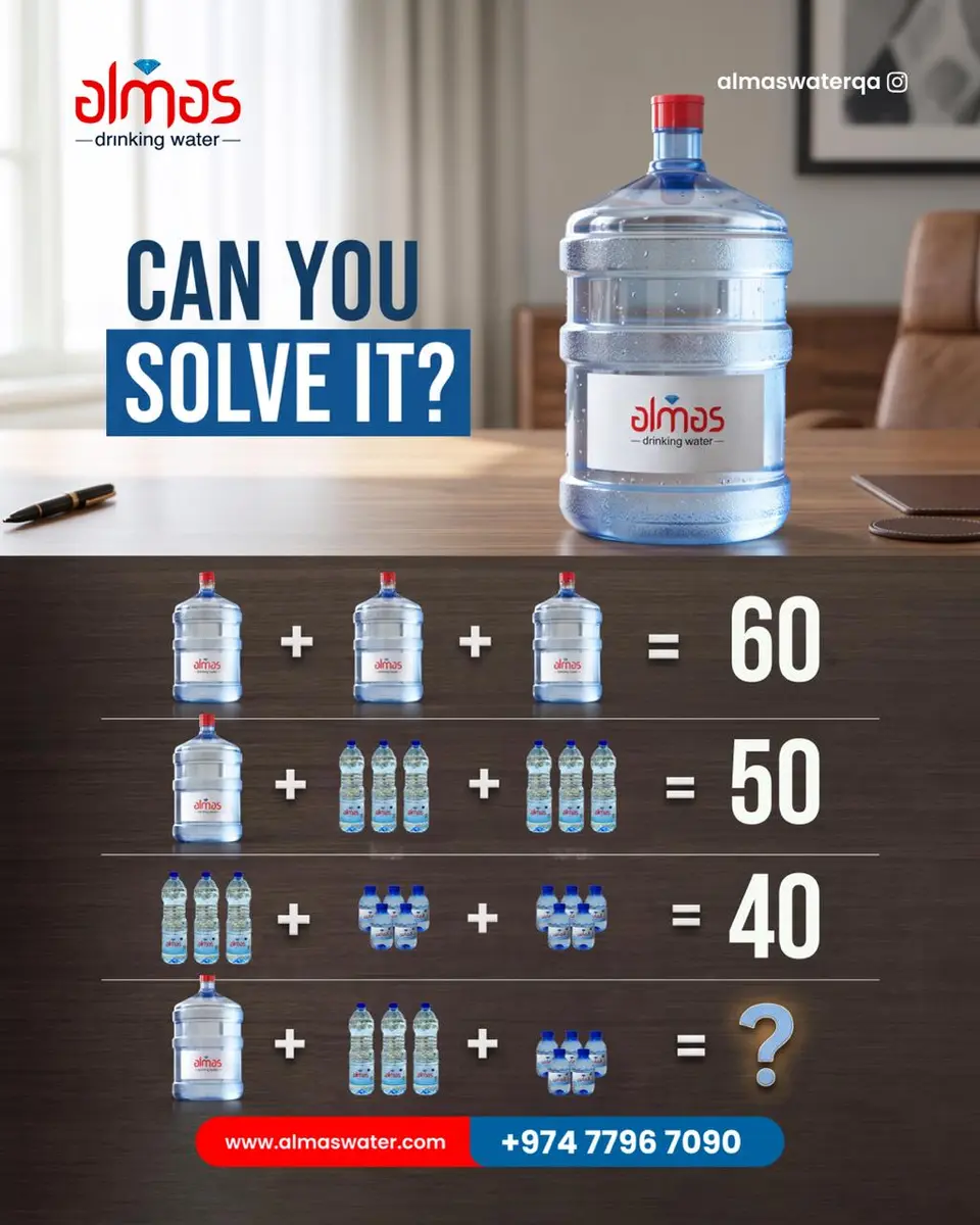 Can you solve it? 💧

Take a closer look, work out the numbers and comment your answer below! 👇 How well do you know your Almas Water?

#AlmasWater #