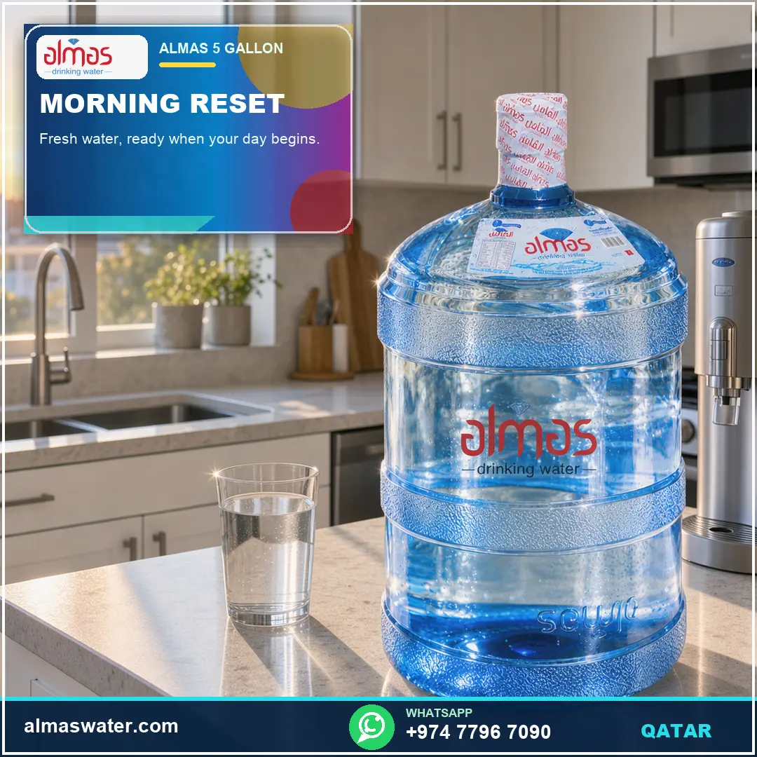 Start the day with Almas Water ready at home. Plan your next five-gallon delivery: https://almaswater.com/ | WhatsApp: https://wa.me/97477967090

#Alm