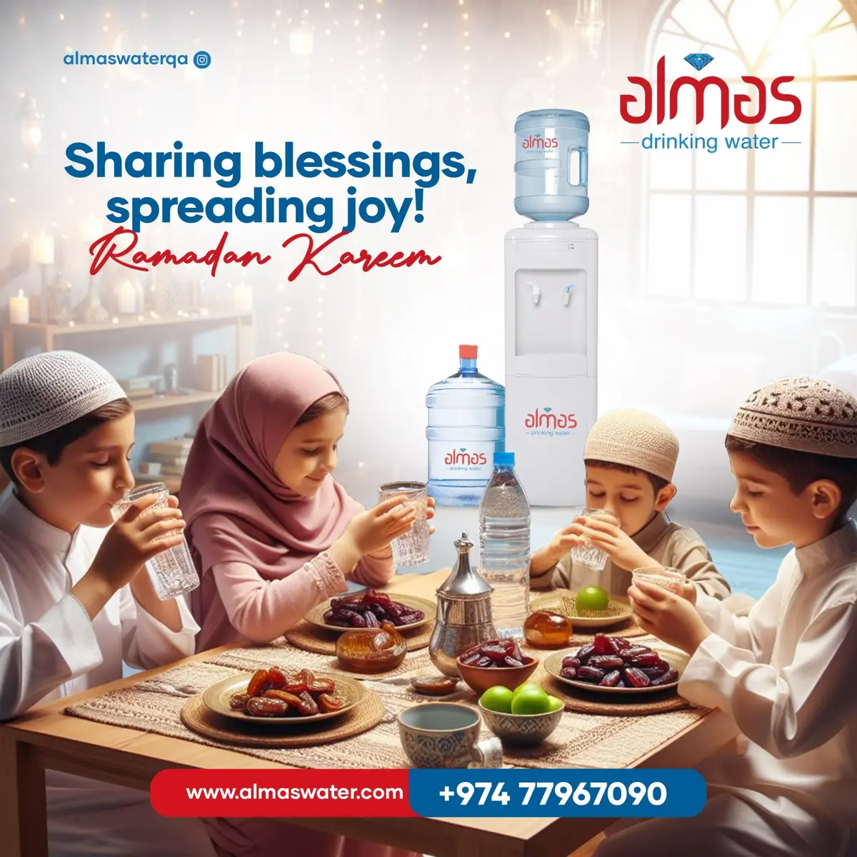 This Ramadan, let Almas -drinking water- bring purity and refreshment to your table. Wishing you and your loved ones a month filled with peace and ble