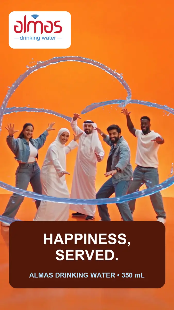 Your everyday refreshment, wherever the day takes you. 💧

Almas Drinking Water 350 mL — HAPPINESS, SERVED.

انتعاشك اليومي أينما كنت. مياه ألماس 350 