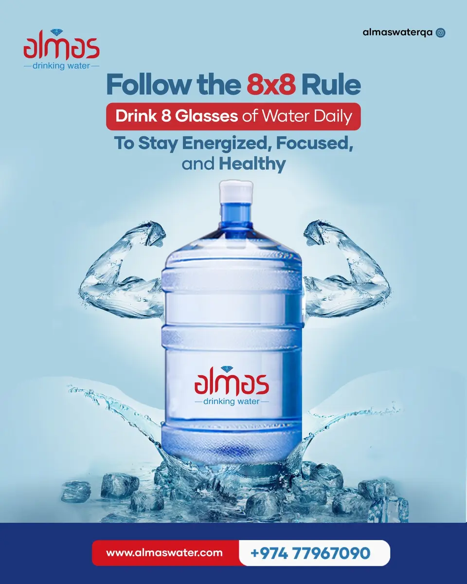 Hydration made simple! Follow the 8x8 rule and keep your body refreshed with Almas Water every day.

Order now: +974 77967090 

#HydrateDaily #AlmasWa